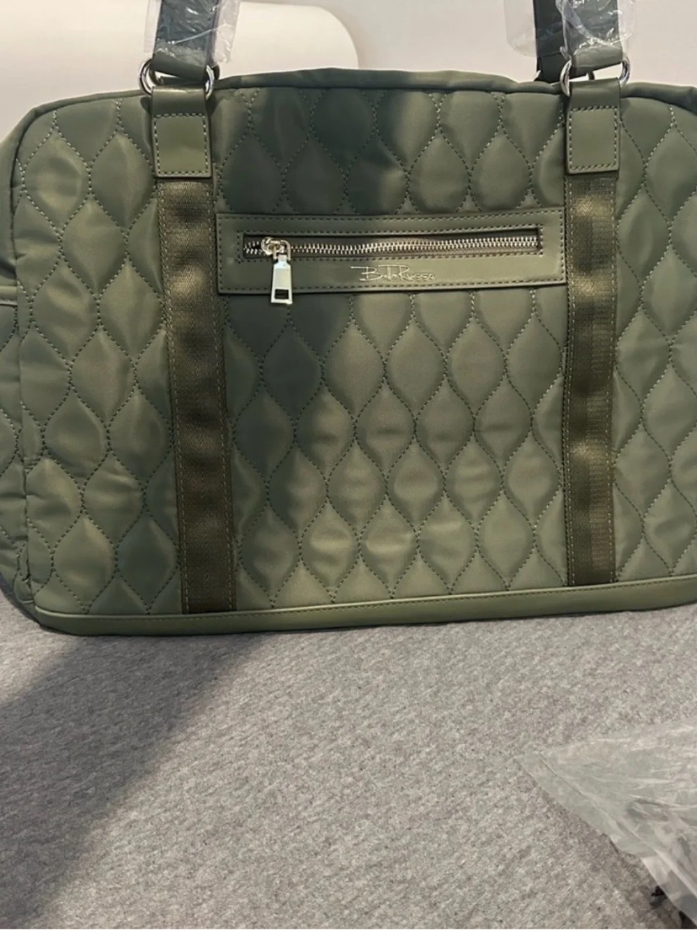 Olive Quilted Tote Bag for Men